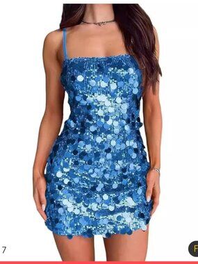 Light Blue Sequin Short Party or Homecoming dress